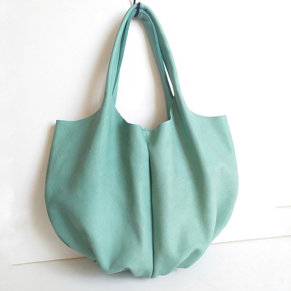 RUNJA shoulder bag aquamarine, vegetable tanned